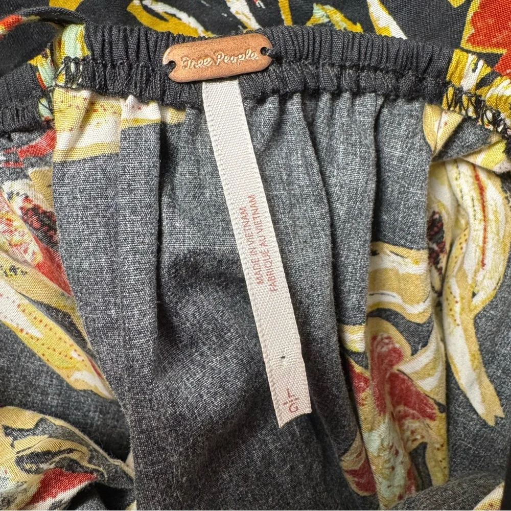 FREE PEOPLE Jodie Tropical Print Kimono Sleeve Mini Dress BLACK / LARGE - Picture 12 of 14